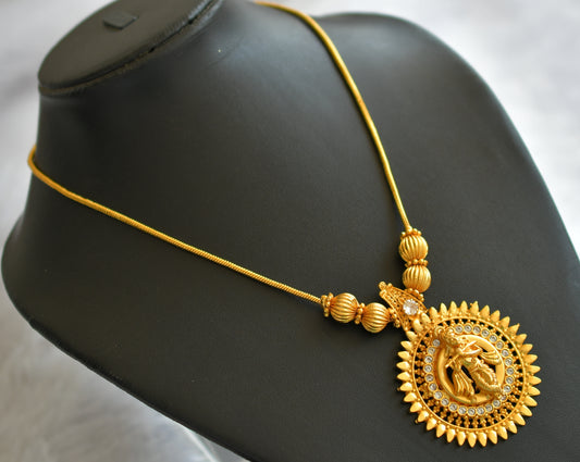 Gold tone white kerala style krishna round kodi necklace dj-46361