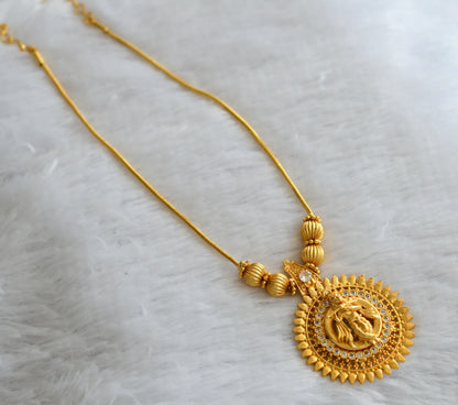 Gold tone white kerala style krishna round kodi necklace dj-46361