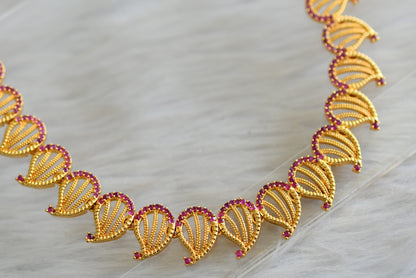 Gold tone cz ruby mango necklace set dj-43073