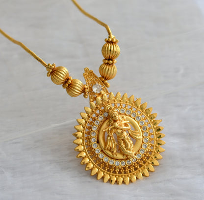 Gold tone white kerala style krishna round kodi necklace dj-46361