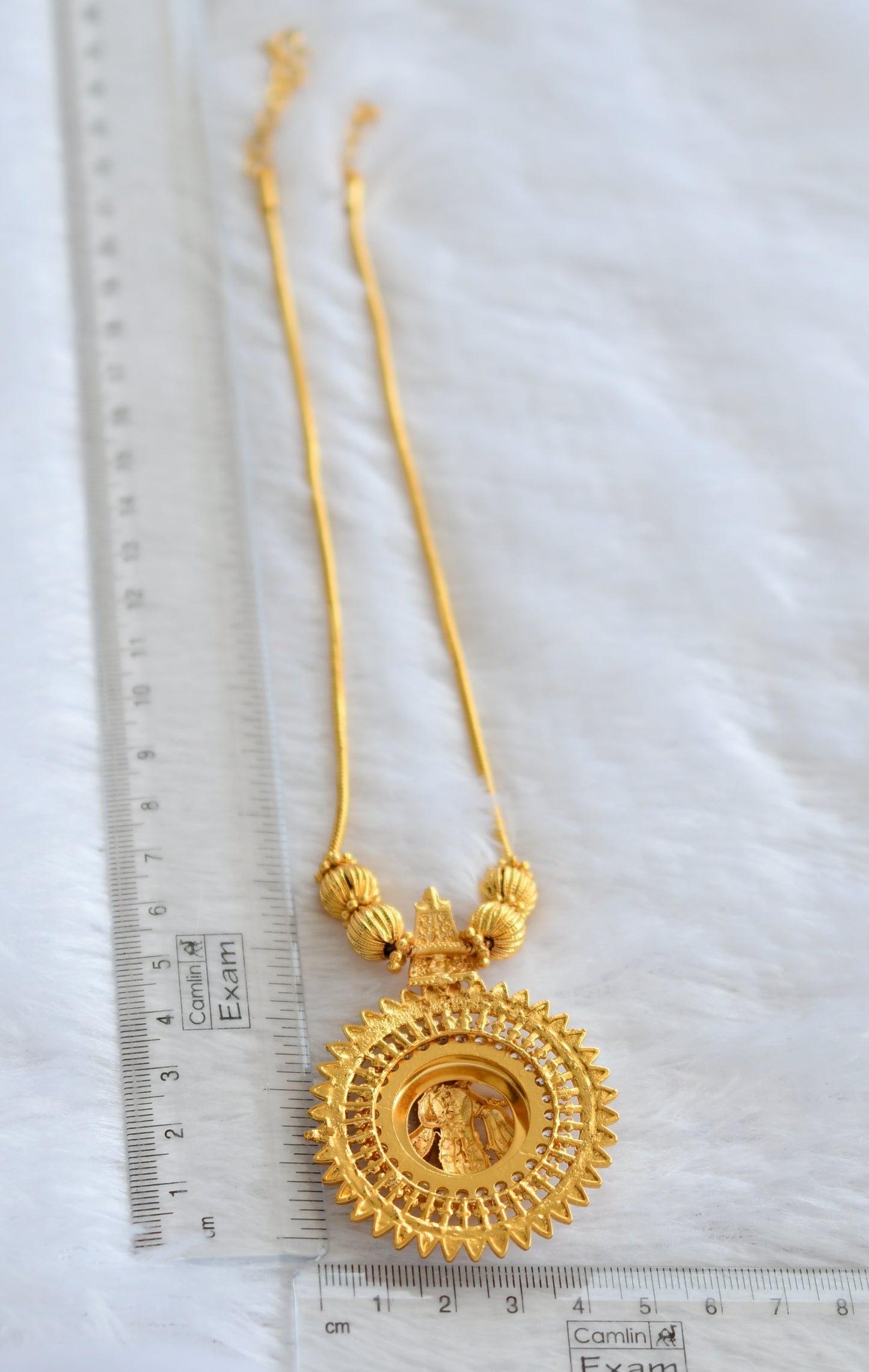 Gold tone white kerala style krishna round kodi necklace dj-46361
