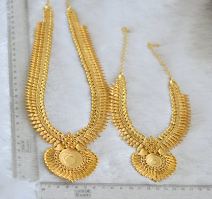 Matte gold tone kerala style pink stone combo haar set dj-49889