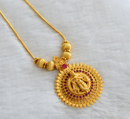 Gold tone ruby kerala style krishna round kodi necklace dj-46363