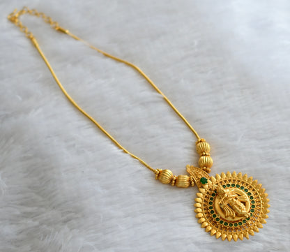 Gold tone emerald kerala style krishna round kodi necklace dj-46362