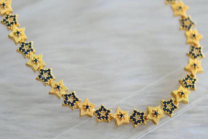 Gold tone cz blue star necklace set dj-43076