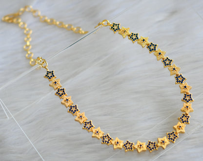 Gold tone cz blue star necklace set dj-43076