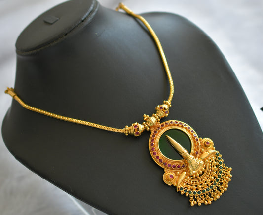 Gold tone ad pink-green kerala style kathakali kodi necklace dj-46365