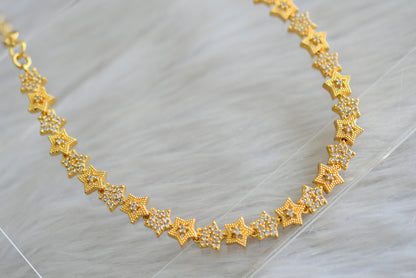 Gold tone cz white star necklace set dj-43077