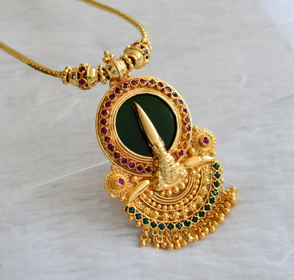 Gold tone ad pink-green kerala style kathakali kodi necklace dj-46365