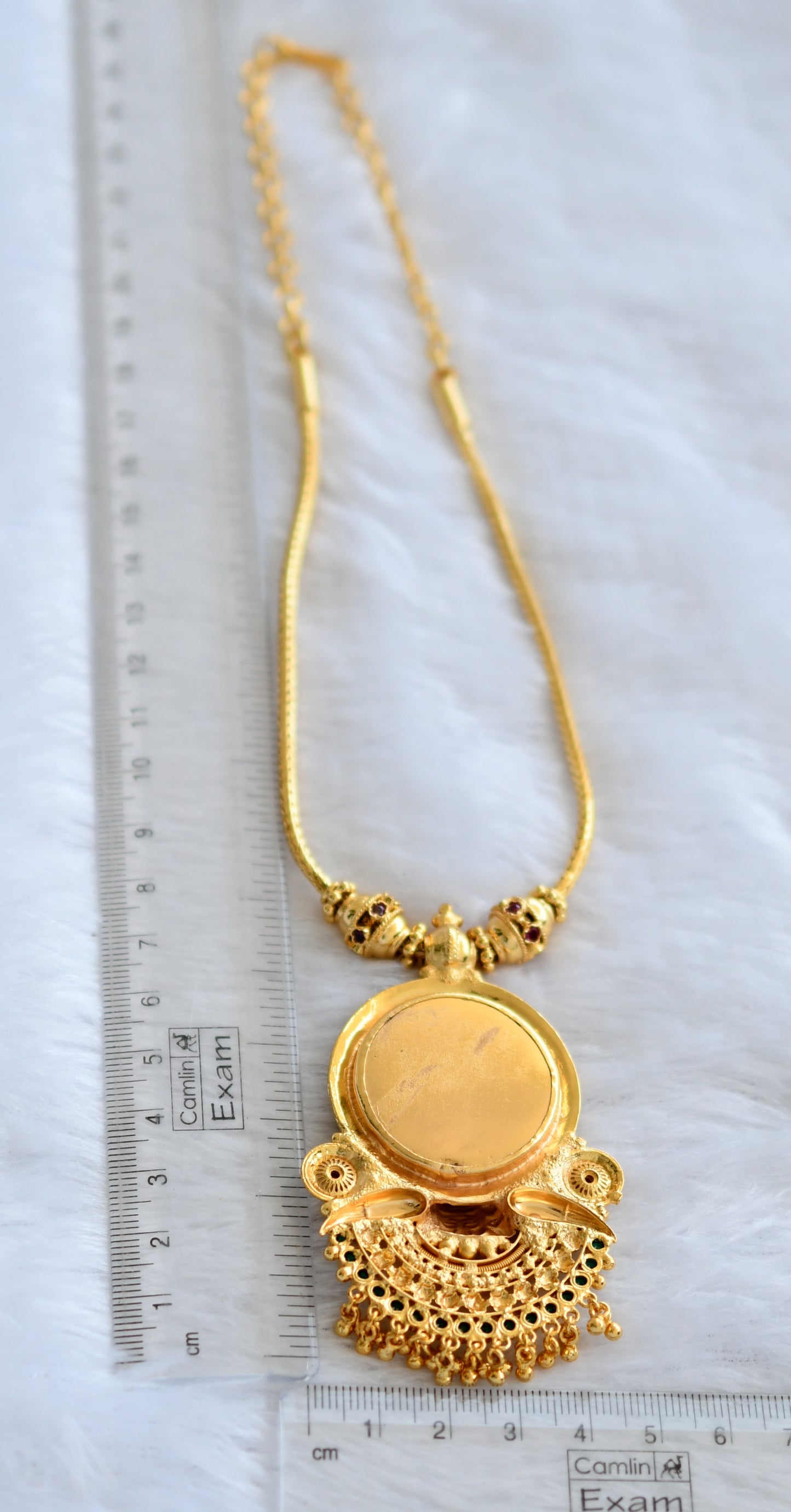 Gold tone ad pink-green kerala style kathakali kodi necklace dj-46364