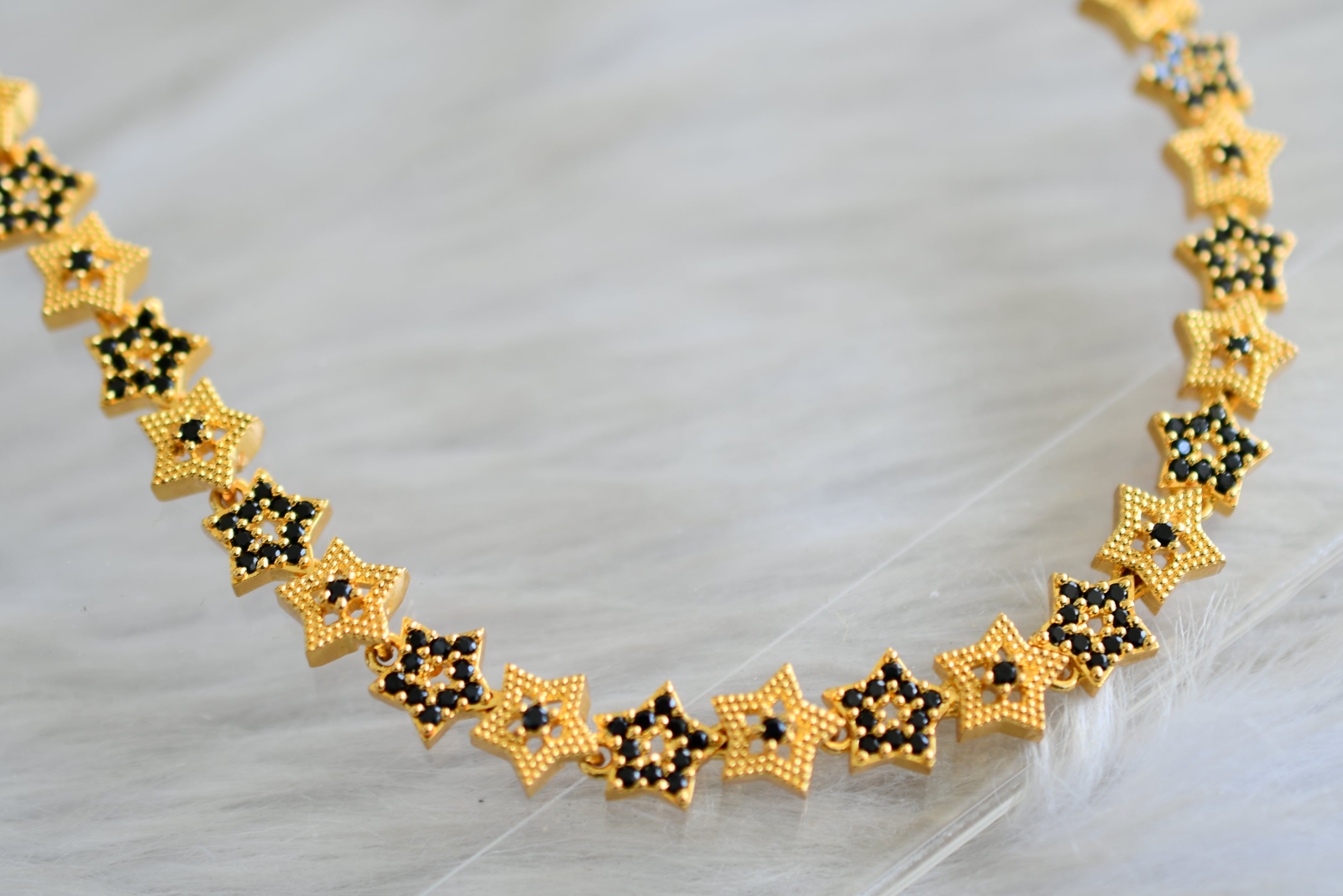 Gold tone cz black star necklace set dj-43079 – dreamjwell