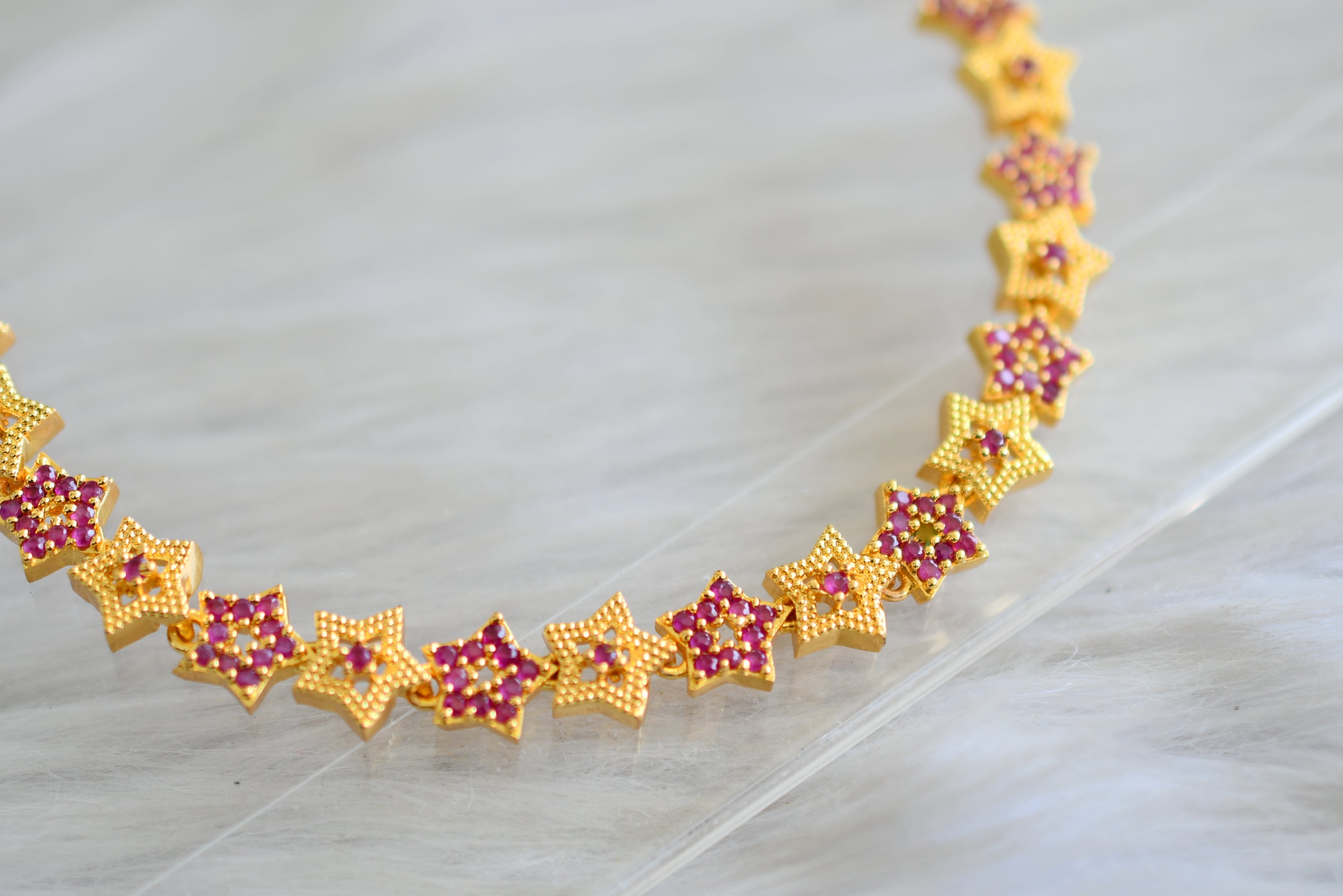 Gold tone cz ruby star necklace set dj-43081 – dreamjwell