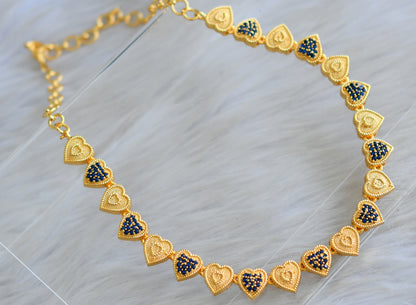 Gold tone cz blue heart necklace set dj-43090