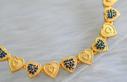 Gold tone cz blue heart necklace set dj-43090