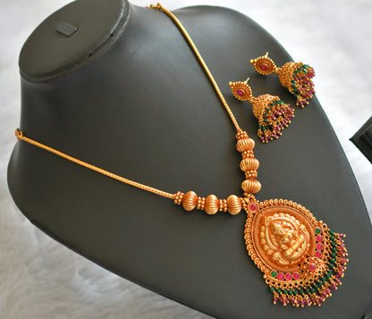 Gheru finish kemp-green Lakshmi necklace set dj-37836