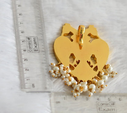 Gold tone white kundan jadau ganda perunda pendant dj-49919