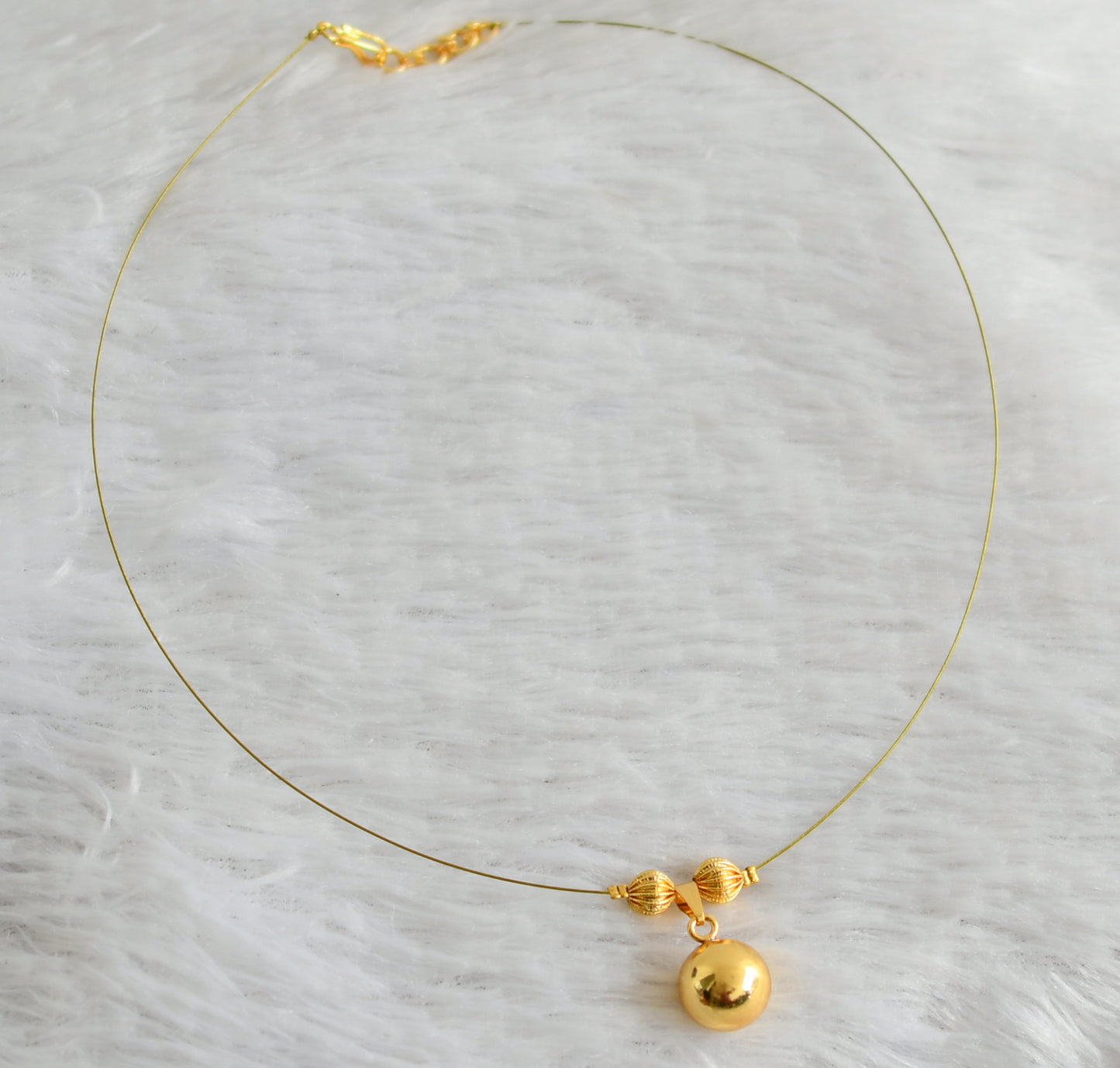 Gold tone ball pendant invisible necklace dj-47999