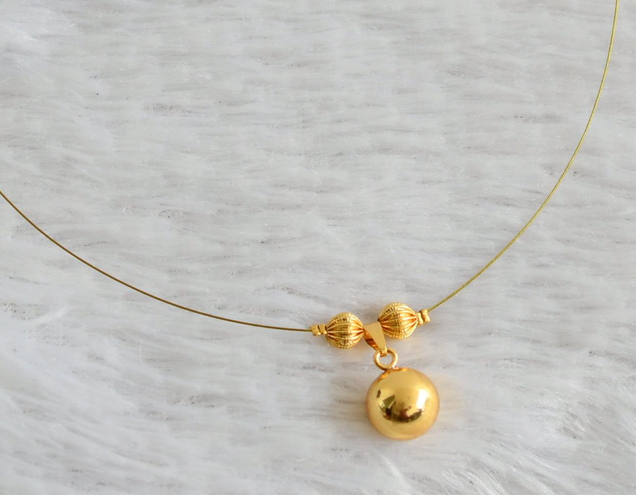 Gold tone ball pendant invisible necklace dj-47999