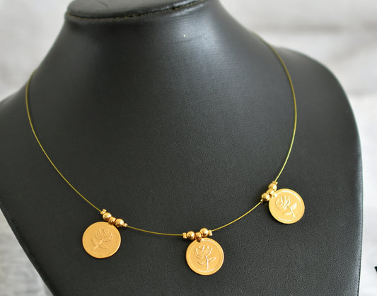 Gold tone rose coin invisible necklace dj-47998