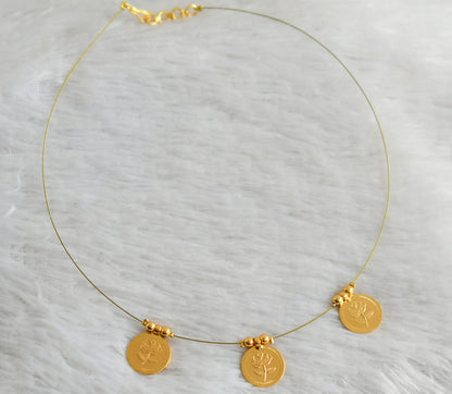 Gold tone rose coin invisible necklace dj-47998