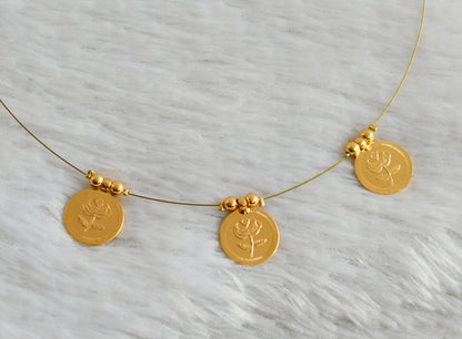 Gold tone rose coin invisible necklace dj-47998