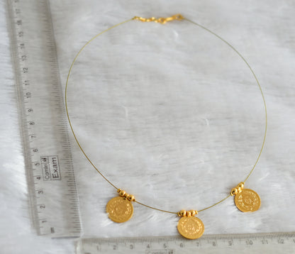 Gold tone rose coin invisible necklace dj-47998