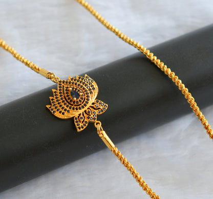 Gold tone blue stone lotus rope chain mugappu chain dj-46386