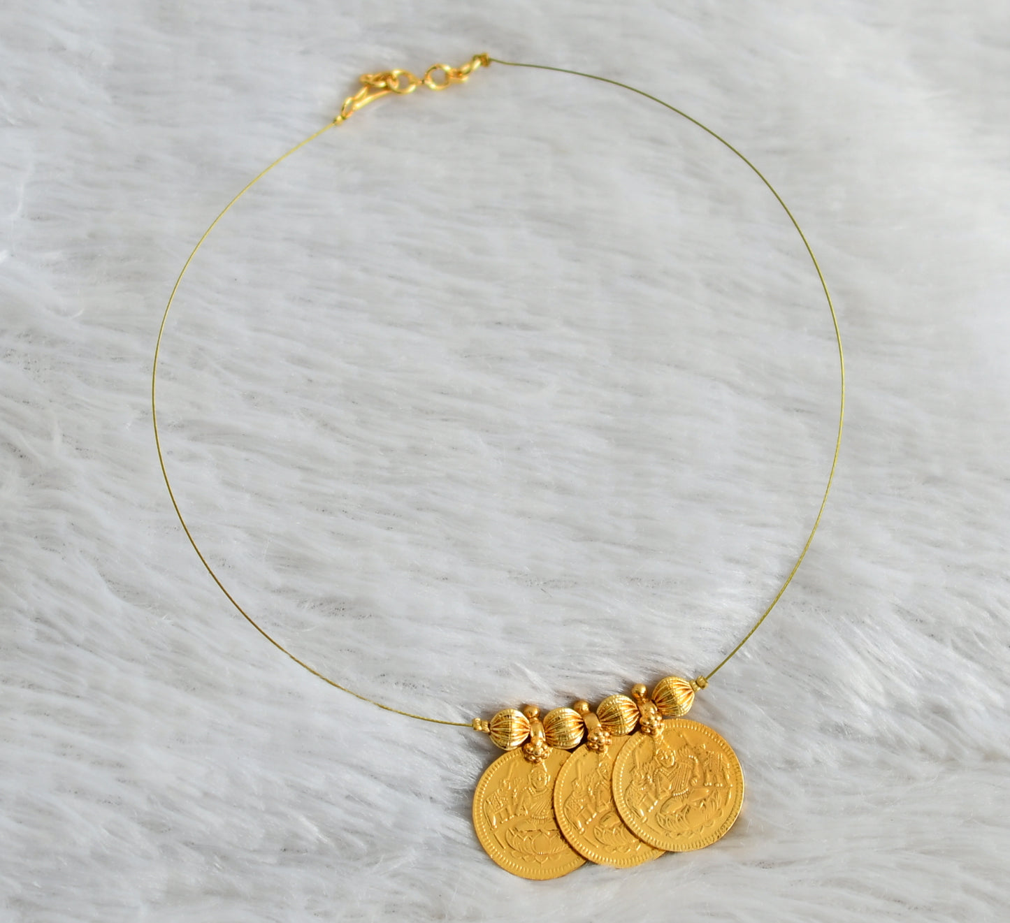 Gold tone lakshmi coin invisible necklace dj-47997