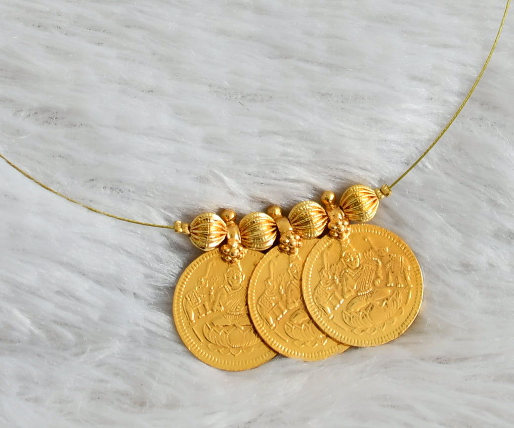 Gold tone lakshmi coin invisible necklace dj-47997