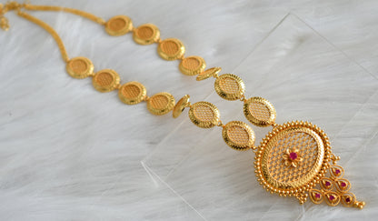 Gold tone Kerala style Ruby flower haar dj-43137