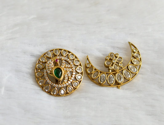 Matte finish kemp-green-white peacock sun-moon hair jewel dj-47964