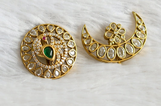 Matte finish kemp-green-white peacock sun-moon hair jewel dj-47964