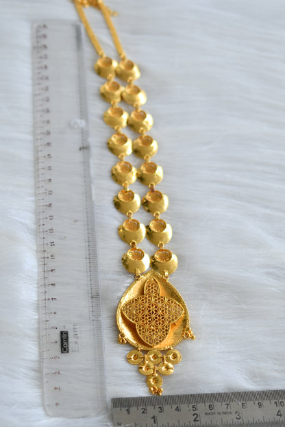 Gold tone Kerala style Ruby flower haar dj-43140