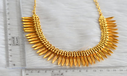 Gold tone pink stone kerala style mulla mottu necklace dj-44596