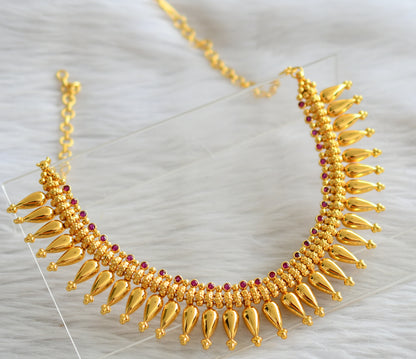 Gold tone pink stone kerlala style necklace dj-44599