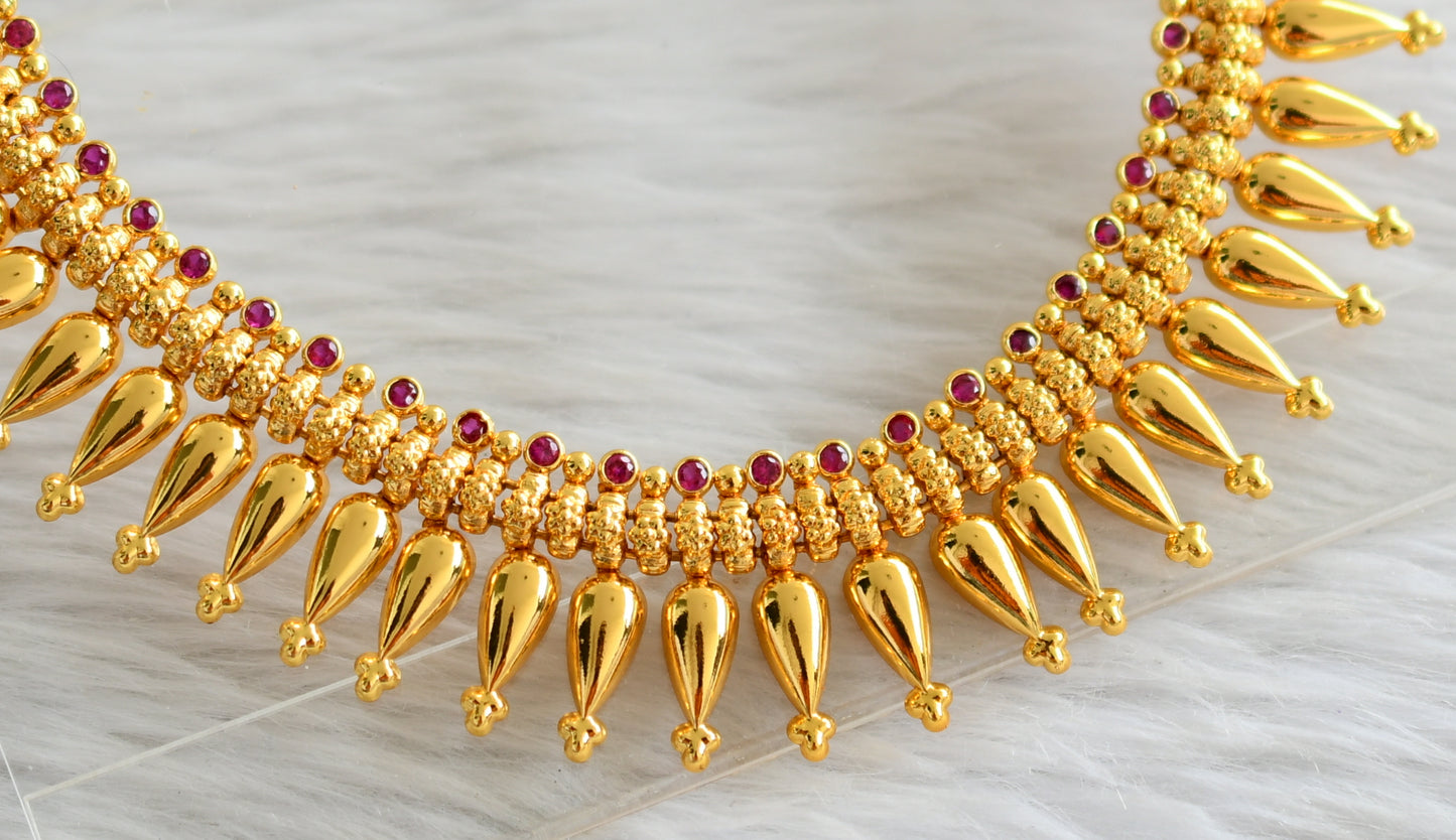 Gold tone pink stone kerlala style necklace dj-44599