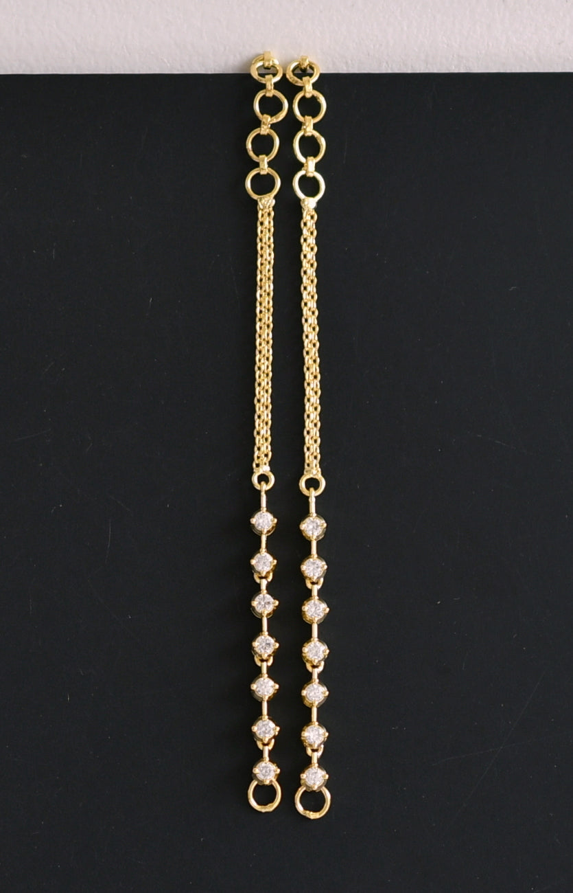 Whitestone Ear Chain Gold tone cz white stone ear side chain dj-50010 – dreamjwell