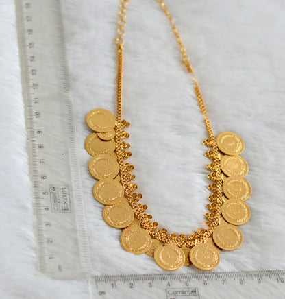 Gold tone pink stone lakshmi coin necklace dj-49923