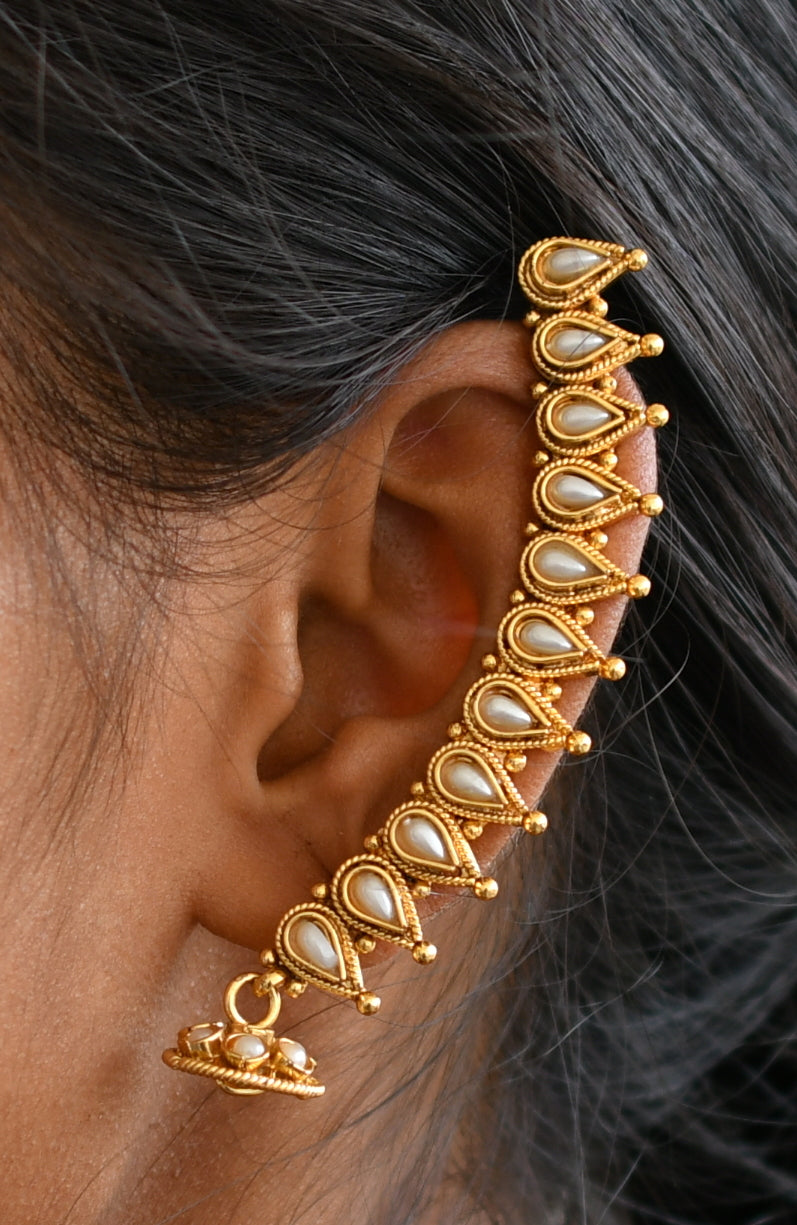 Antique Pearl Ear Cuff With small Jhumkka-dj04064