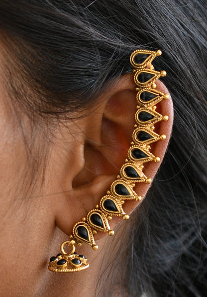 Antique Black Ear Cuff With small Jhumkka-dj04063