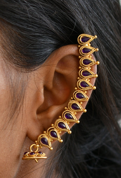 Antique Purple Ear Cuff With small Jhumkka-dj04066