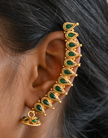 Antique Green Ear Cuff With small Jhumkka-dj04067