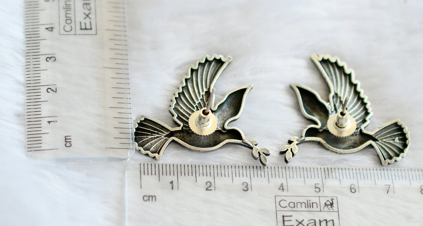 silver tone bird earrings dj-46416