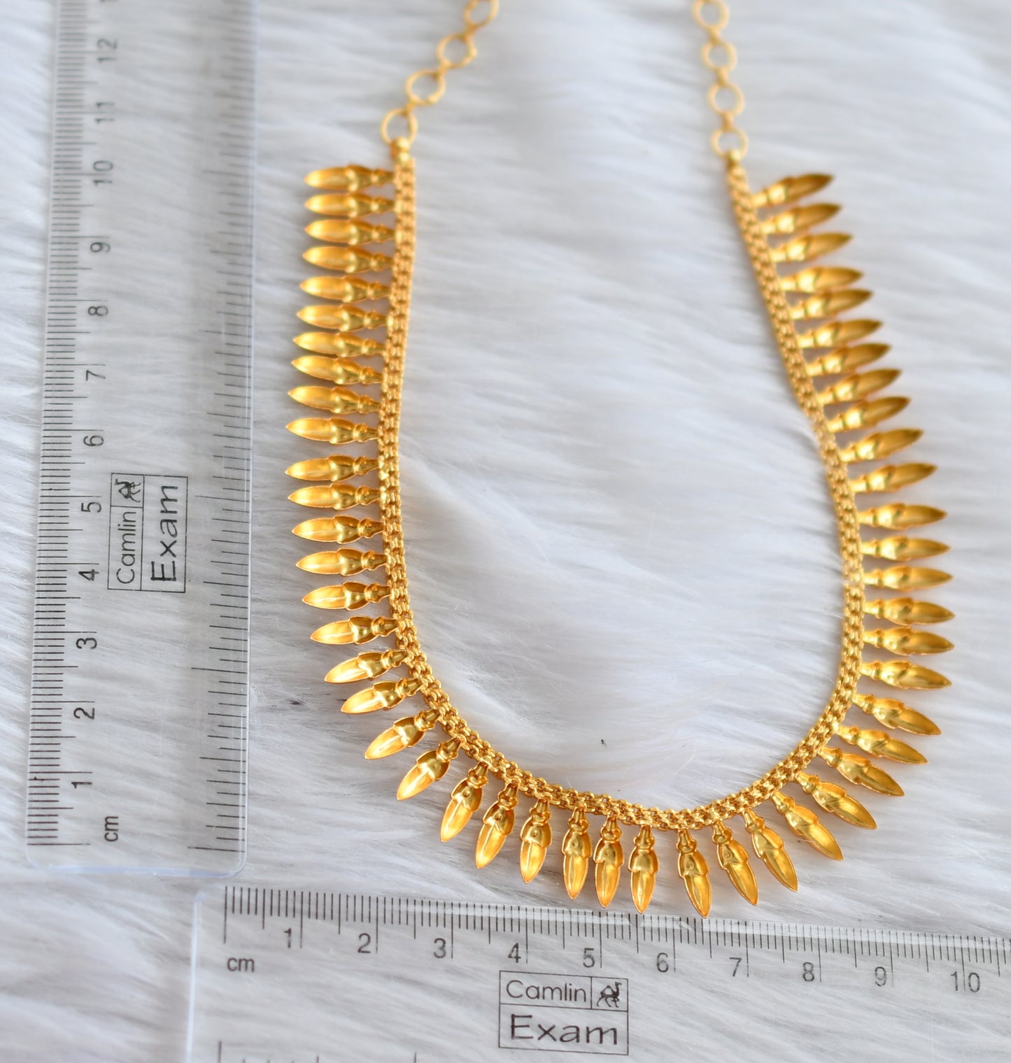 Matte gold tone pichi mottu kerala style necklace dj-44618