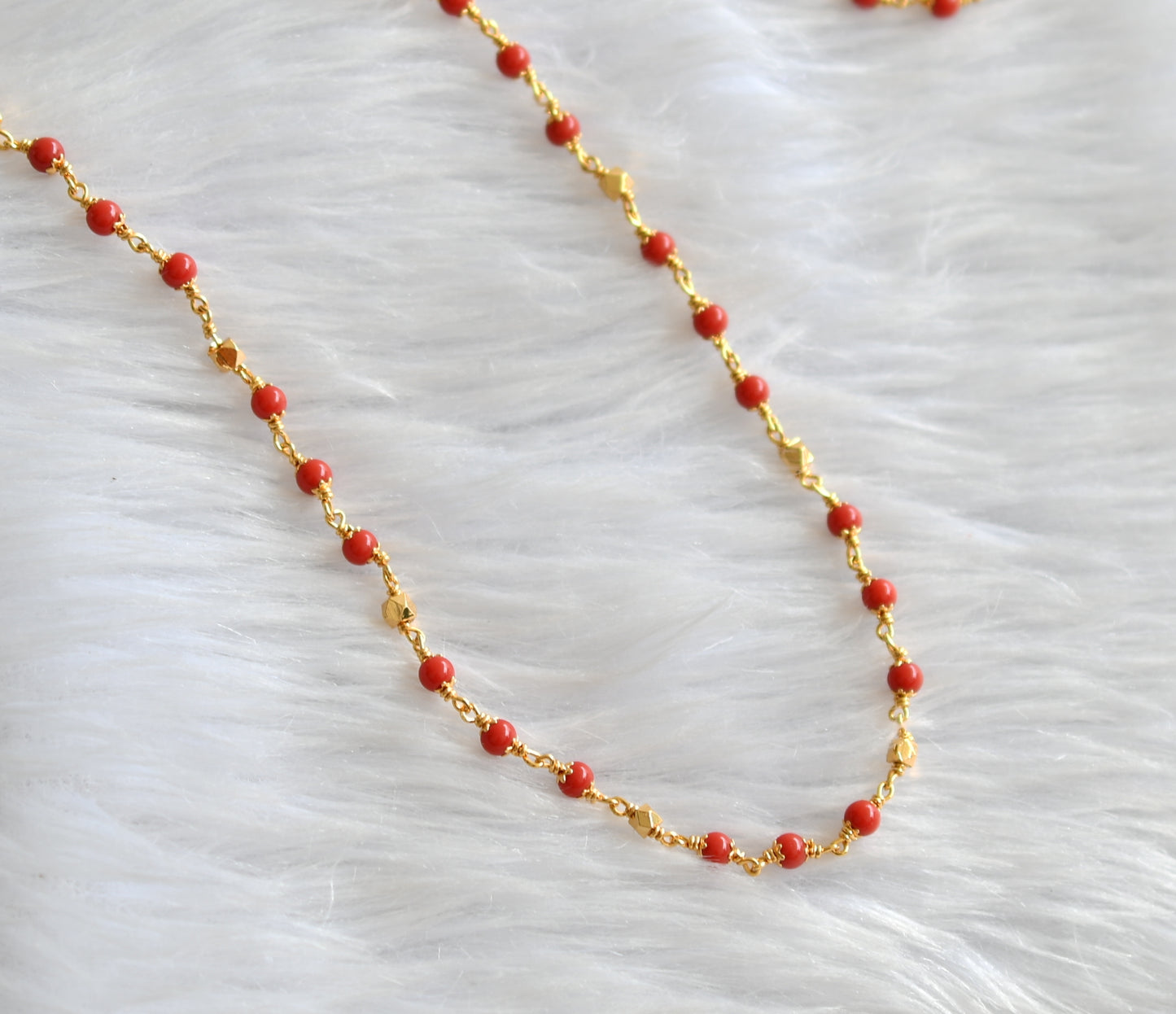 Gold tone coral beads chain dj-38576