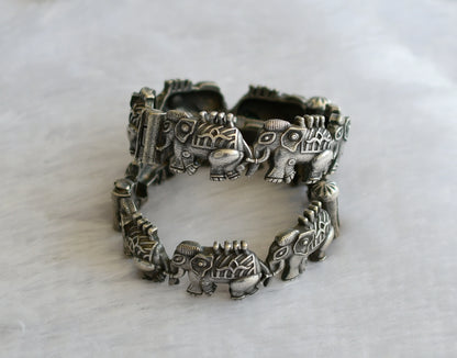 Silver tone elephant screw type bangles(2.4) dj-46424