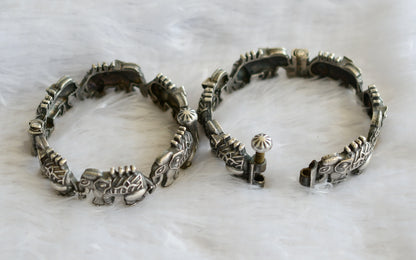 Silver tone elephant screw type bangles(2.4) dj-46424