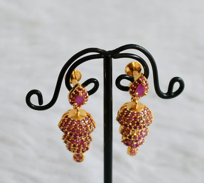 Gold tone ruby stone step jhumkka dj-48039