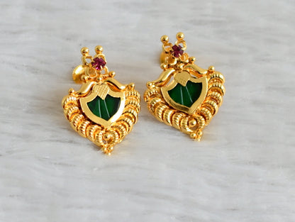 Gold tone kerala style green palakka earrings dj-48035