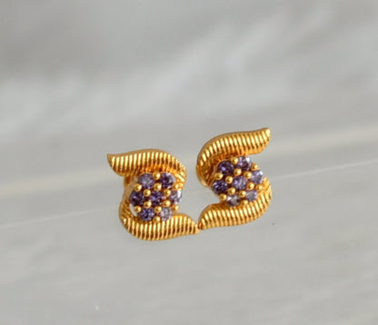 Gold tone purple flower earrings dj-48196